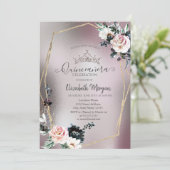 Invitation Couronne Parties scintillant chic, métal Rose (Debout devant)