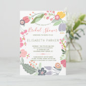 Invitation Couronne pastel de fleurs de prairie douche nuptia (Debout devant)