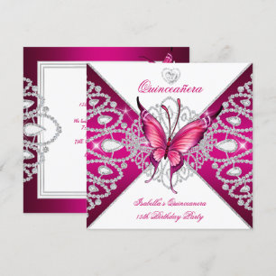 Invitation Couronne Quinceanera 15ème Anniversaire Papillon R