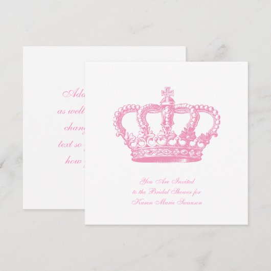 Invitation Couronne rose (Devant / Derrière)