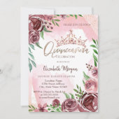 Invitation Couronne Rose de Bourgogne Quinceañera (Devant)