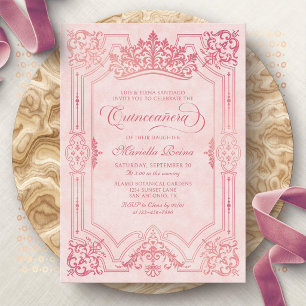 Invitation Couronne rose élégante Tiara Quinceanera