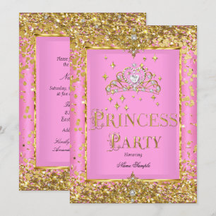Invitation Couronne rose et or pour fête d'anniversaire de pr