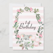 Invitation Couronne rose florale Koala Ours Anniversaire Invi (Dos)