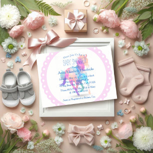 Invitation Couronne rose géométrique Cheval en course Baby Sh