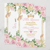 Invitation Couronne Rose Pâle Douce Fille Quinceañera 15 Fête (Devant / Derrière)