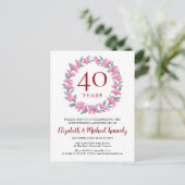 Invitation Couronne Rose Rubis 40e Anniversaire Ve (Debout devant)