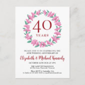 Invitation Couronne Rose Rubis Vert 40e Anniversai (Devant)