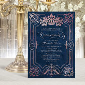 Invitation Couronne rose Tiara Elegant Quinceanera
