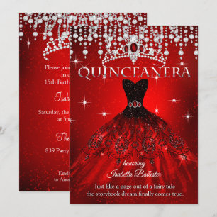 Invitation Couronne Rouge de Princesse pour les 15 Ans de Qui