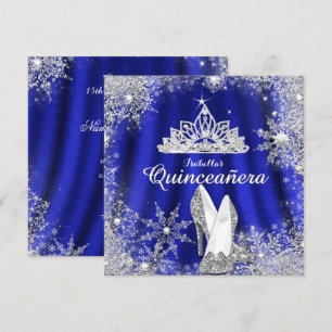 Invitation Couronne Royale Bleue Quinceanera Tiare Argent 15e