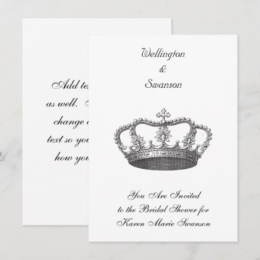 Invitation Couronne royale classique (Devant / Derrière)