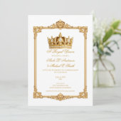 Invitation Couronne Royale Couronnée d'Or Mariage Élégant (Debout devant)
