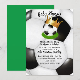 Invitation Couronne Royale Dorée Star Football pour Baby Show