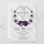 Invitation couronne royale violette argent fleurie (Devant)