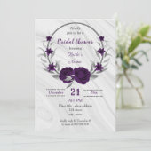 Invitation couronne royale violette argent fleurie (Debout devant)