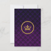 Invitation Couronne Royale Violette Dorée Table de Mariage Nu (Dos)