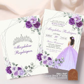 Invitation Couronne Royale Violette et Argentée Princesse Mex