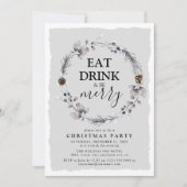 Invitation Couronne rustique d'hiver Fête de Noël (Devant)