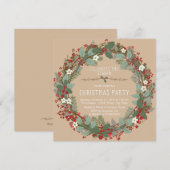 Invitation Couronne rustique Fête de Noël (Devant / Derrière)