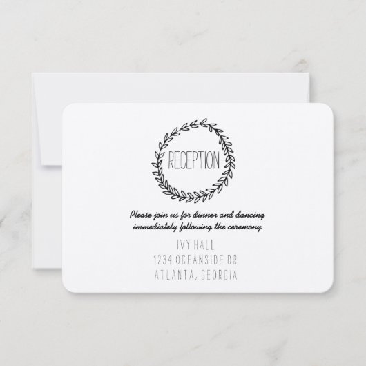 Invitation Couronne Rustique Kraft Réception (Devant)