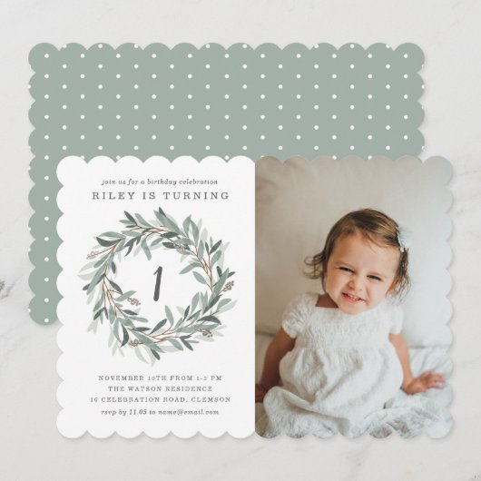 Invitation Couronne rustique pour une fête d'anniversaire de (Devant / Derrière)