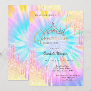 Invitation Couronne scintillante chic et gouttes scintillante