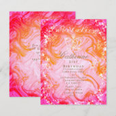 Invitation Couronne scintillante dégradé rose pêche Invitatio (Devant / Derrière)