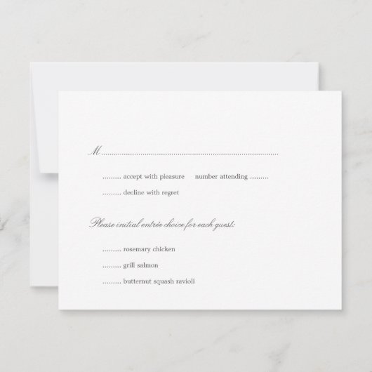 Invitation Couronne simple initiale grise réponse de rsvp de  (Dos)