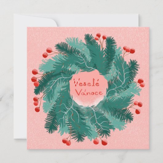 Invitation Couronne tchèque de Noël Joyeux (Devant)