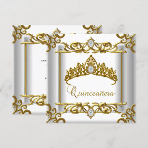 Invitation Couronne Tiara Or Blanc Quinceanera 15e Anniversai