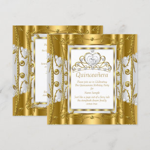 Invitation Couronne Tiara Or Blanc Quinceanera Princess Royal