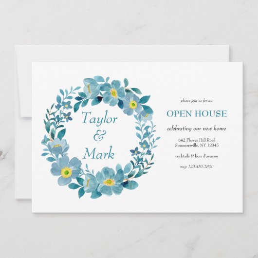 Invitation Couronne turquoise de fleurs (Devant)
