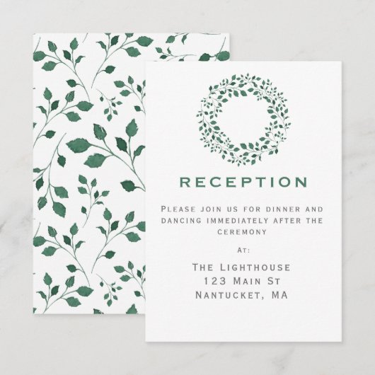 Invitation Couronne végétale rustique | Carton d'invitation d (Devant / Derrière)