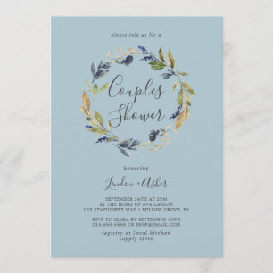 Invitation Couronne verte d'automne   Douche Couples en Ardoi