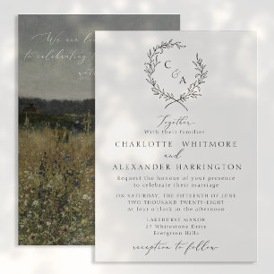 Invitation Couronne vintage en feuillage, Beaux-Arts