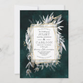 Invitation Couronne Vintage foncée avec feuillage rustique (Devant)