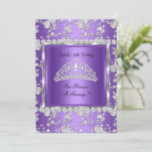 Invitation Couronne Violet Argent Fête d'anniversaire Princes (Debout devant)