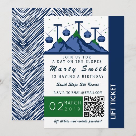 Invitation couronnée de neige de billet (Devant / Derrière)