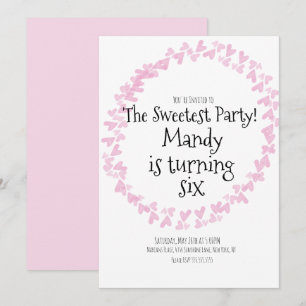 Invitation Couronnes de timbres à coeurs aquarelle pour anniv
