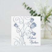 Invitation Courrier blanc de remous floraux de marine (Debout devant)