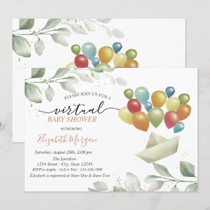 Invitation Courrier de ballons Feuilles Baby Shower virtuel