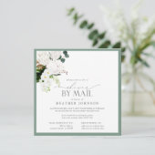 Invitation Courrier de douche tropicale blanche et verte (Debout devant)