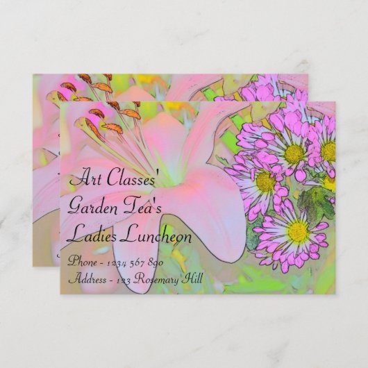 Invitation Cours d'art Dîner Dîner Dîner des Dames Thé de jar (Devant / Derrière)