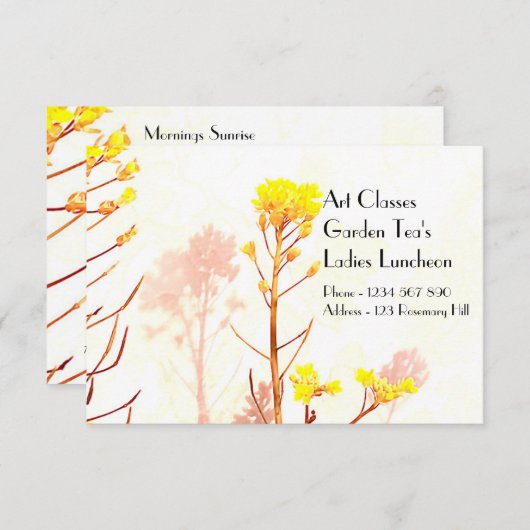 Invitation Cours d'art Dîner Dîner Dîner des Dames Thé de jar (Devant / Derrière)