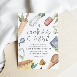 Invitation Cours de cuisine à l'aquarelle mignon