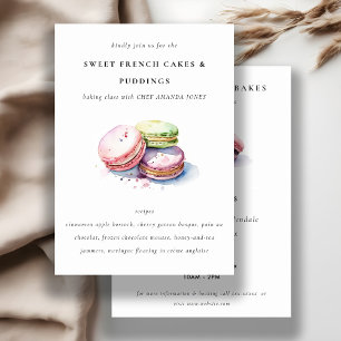 Invitation Cours de cuisine de macarons français à l'aquarell