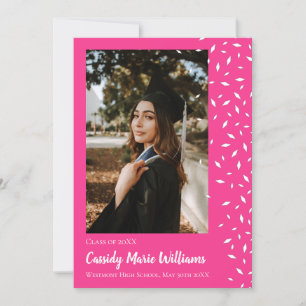 Invitation Cours de White Pink Confeti