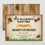 Invitation Cours d'obstacles dans la boue Anniversaire (Devant / Derrière)