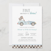 Invitation Course 5e anniversaire Invitation, Blue Car 5e B'd (Devant)